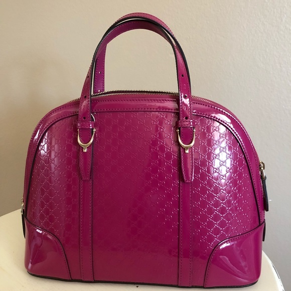 Gucci Microguccisima Top Handle Bag,Fuchsia Patent - Picture 2 of 8